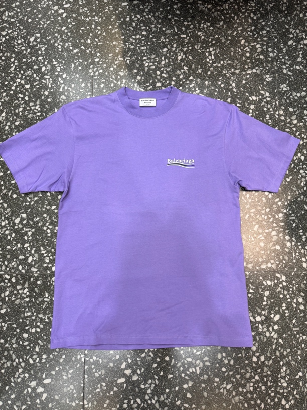 未使用 Balenciaga/巴黎世家 薰衣草色刺绣可乐短袖 