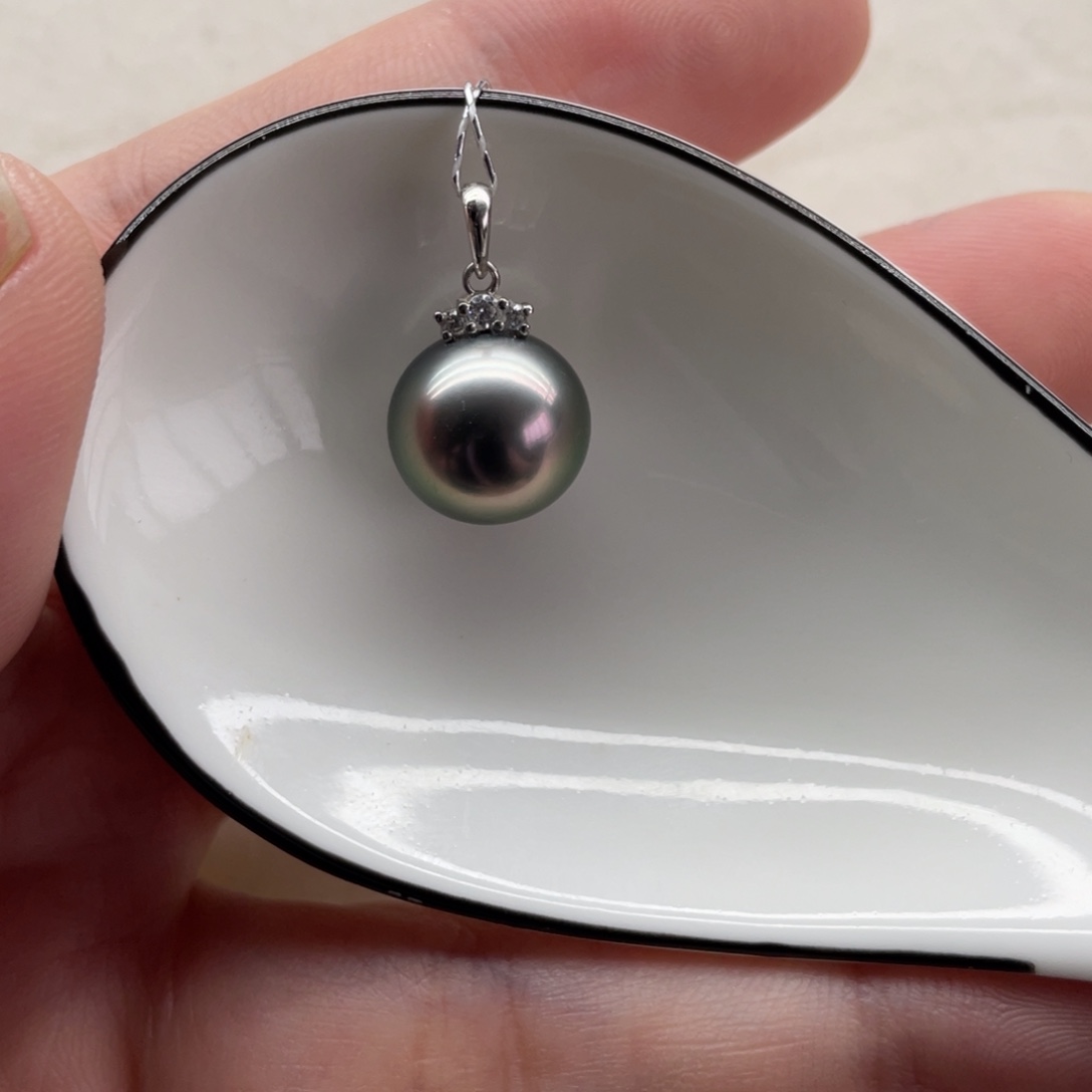 海水珍珠吊坠(不含链)18K金镶嵌11-12