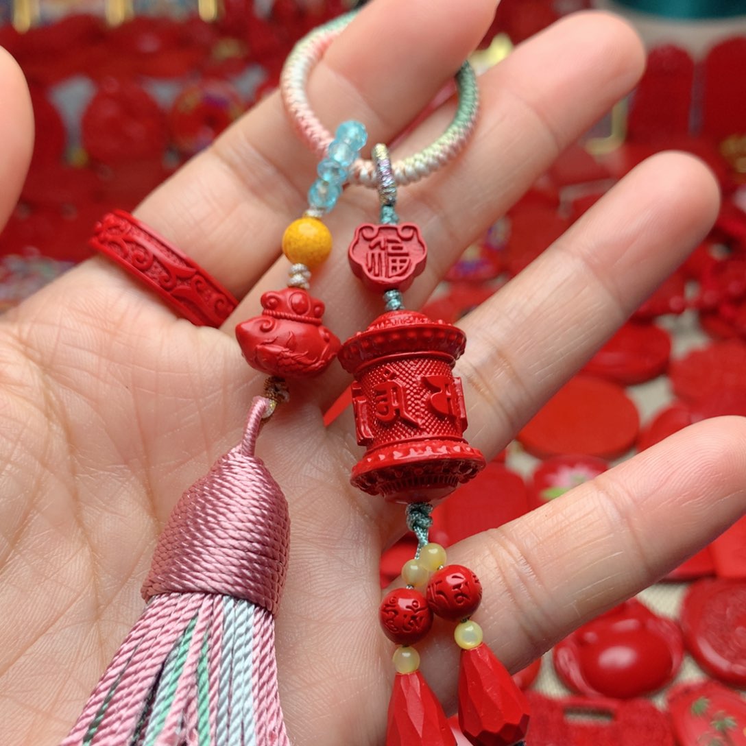 天然辰砂工艺品朱砂钥匙扣包包挂