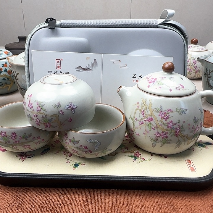 优一堂黄紫藤龙蛋壶一壶三杯带茶盘带包