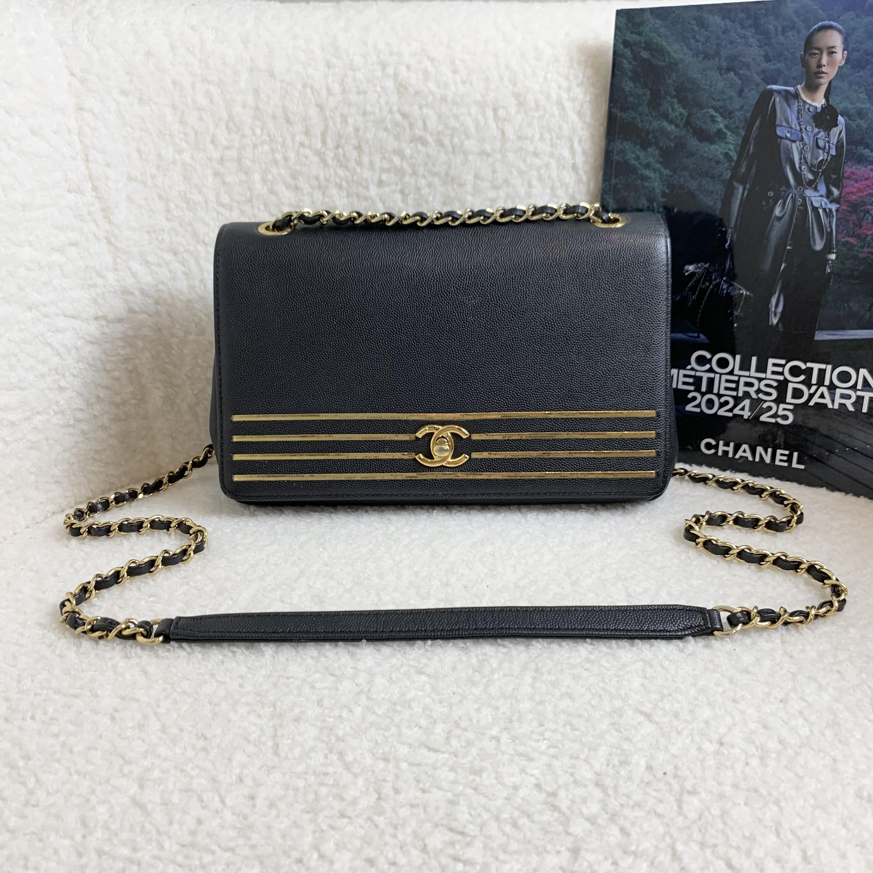95新 Chanel/香奈儿 壹臻/黑金牛口盖包 27开