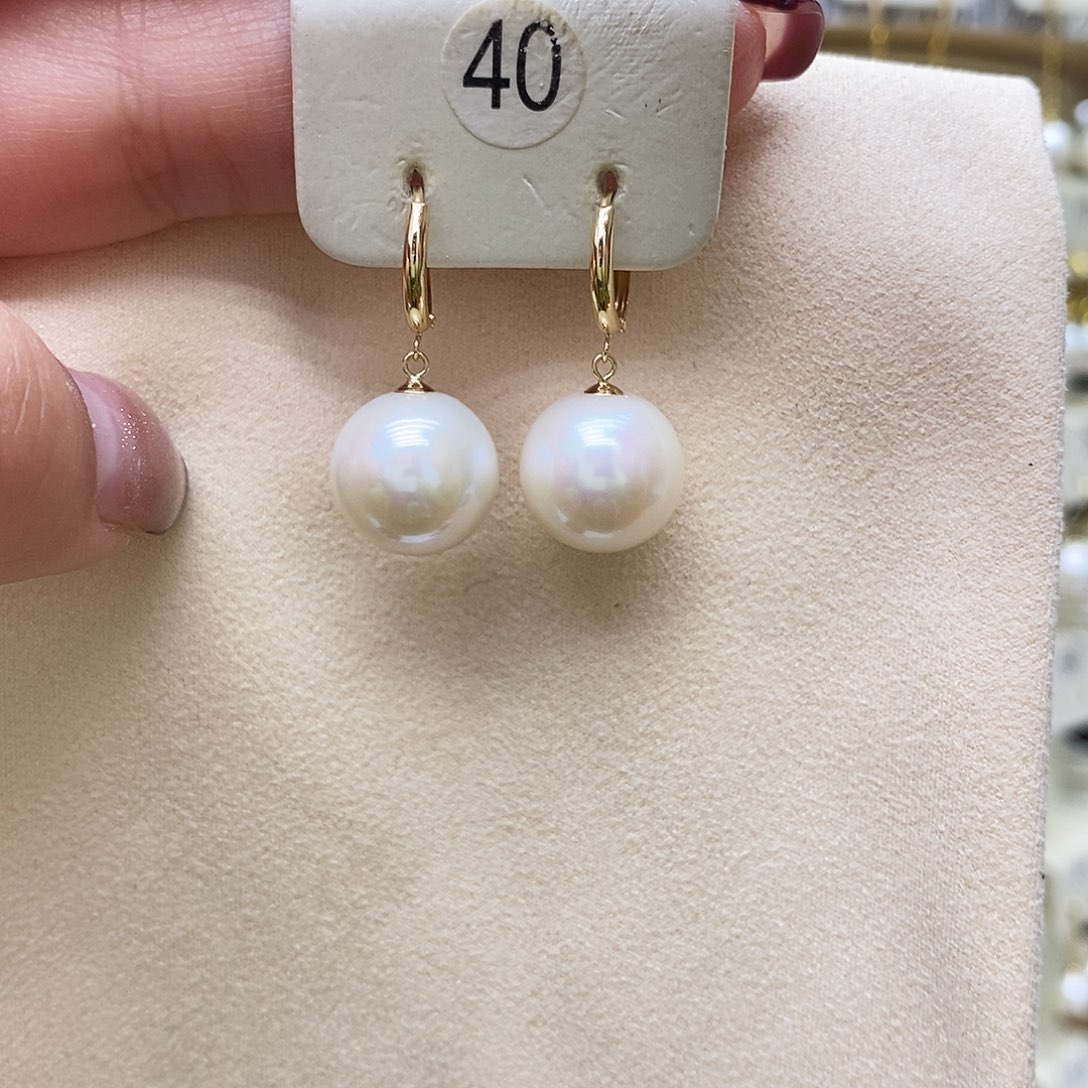 淡水珍珠耳饰18K金镶嵌