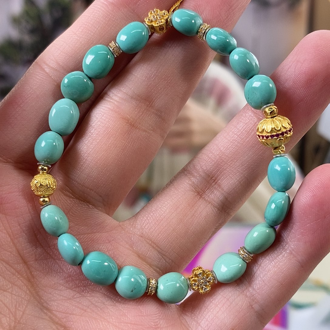 绿松石银S925镀金镶嵌珠宝奇石