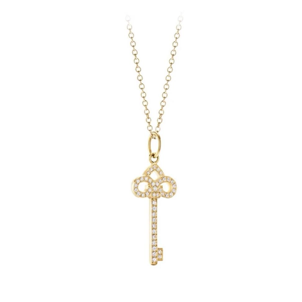 99新 Tiffany & Co./蒂芙尼 满钻鸢尾花小钥匙项链