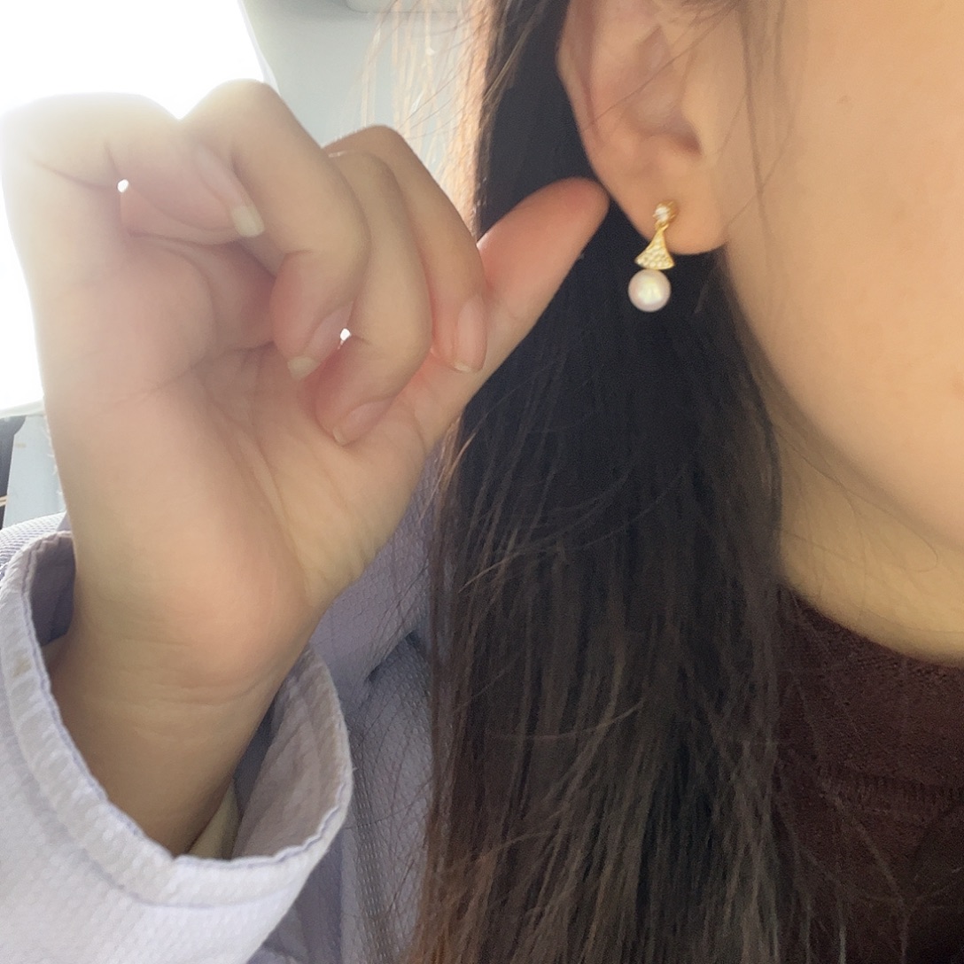 淡水珍珠耳饰银S925镶嵌