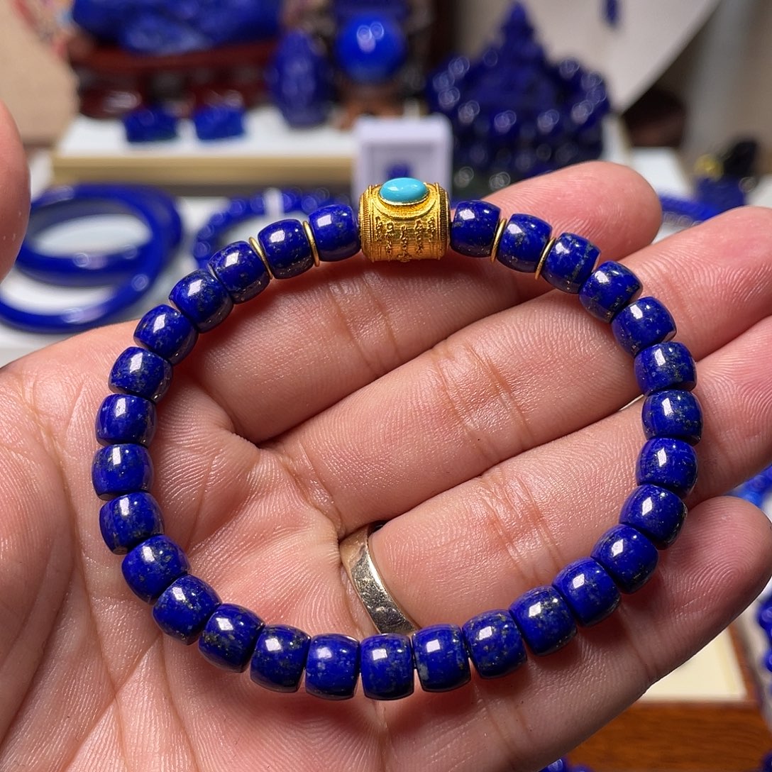 青金石未镶嵌精工直切7mm手串DIY款