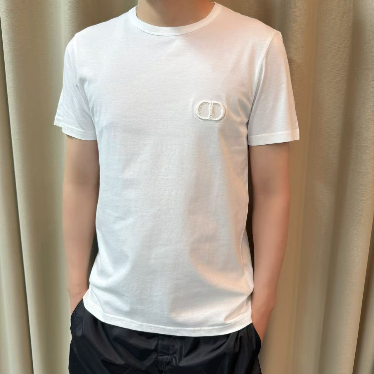 Dior迪奥 纯色logo刺绣白色短袖 男女同款