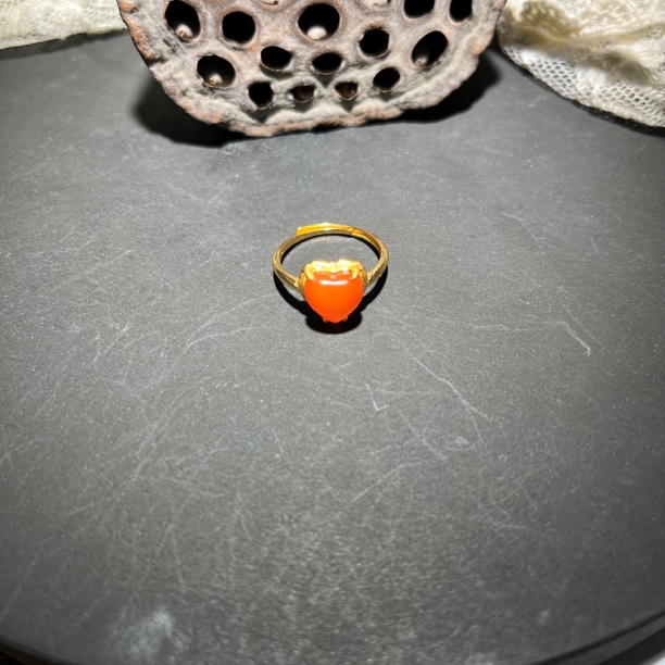 天然南红原矿无注胶爱心冰红开口可调节新中式复古