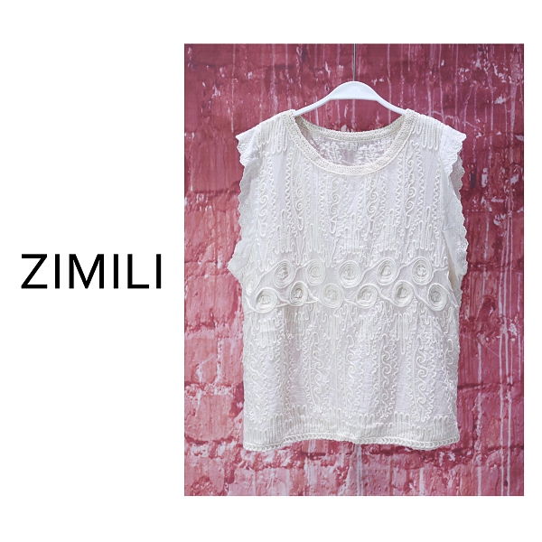 【亮哥女装】2025设计师系列米白色文艺立体浮雕提花无袖T恤8931