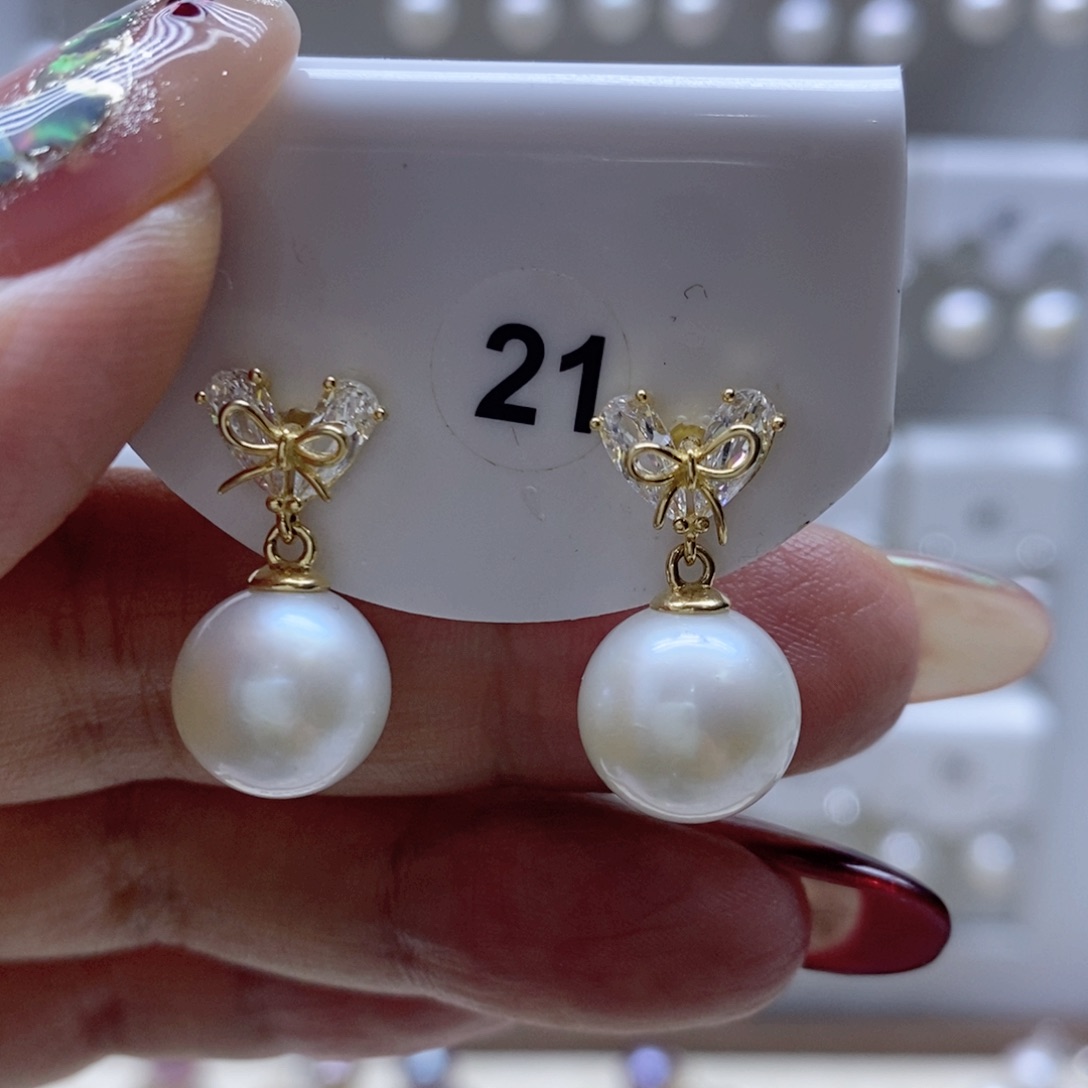 淡水珍珠耳饰银S925镶嵌