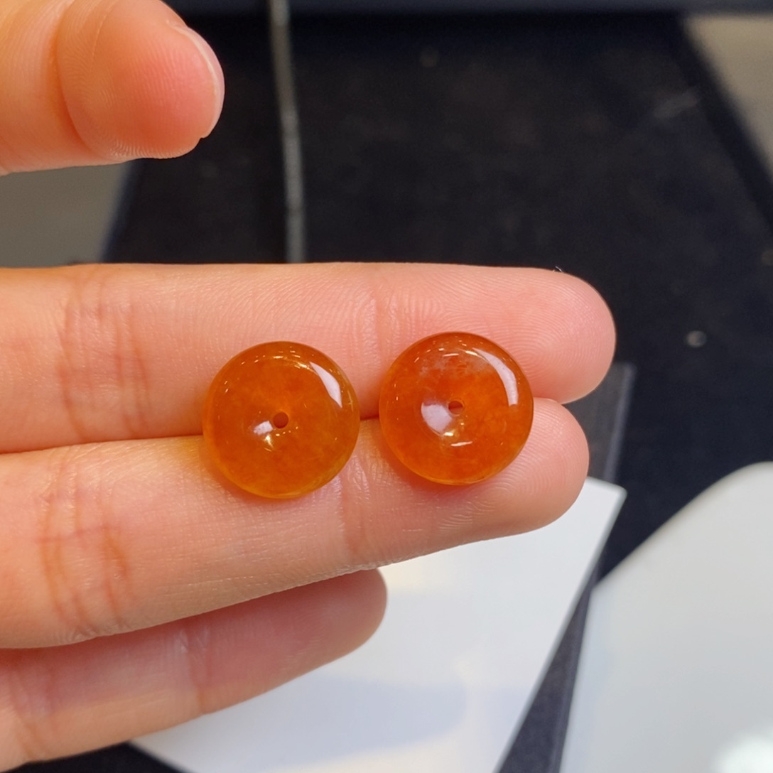 翡翠耳饰未镶嵌裸石小扣子