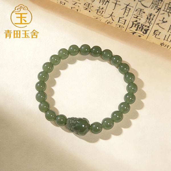 天然和田玉配和田玉貔貅女士轻奢单圈百搭手链手串多样性发-YW017