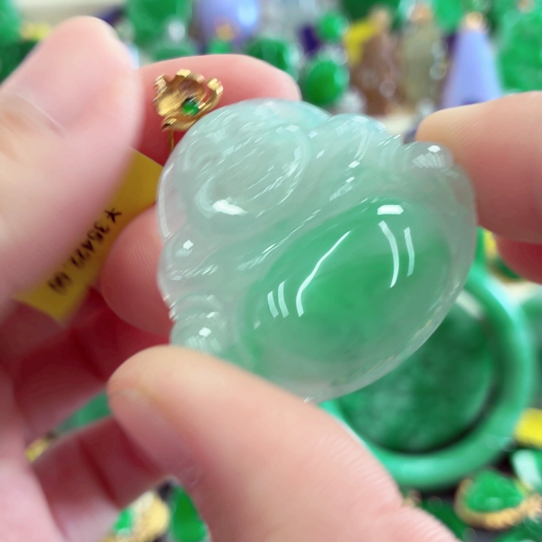 翡翠18K金镶嵌吊坠(不含链)