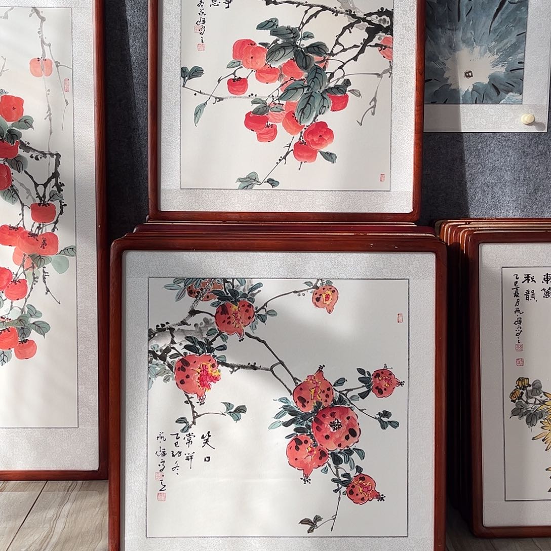 国画书画作品带框63×63