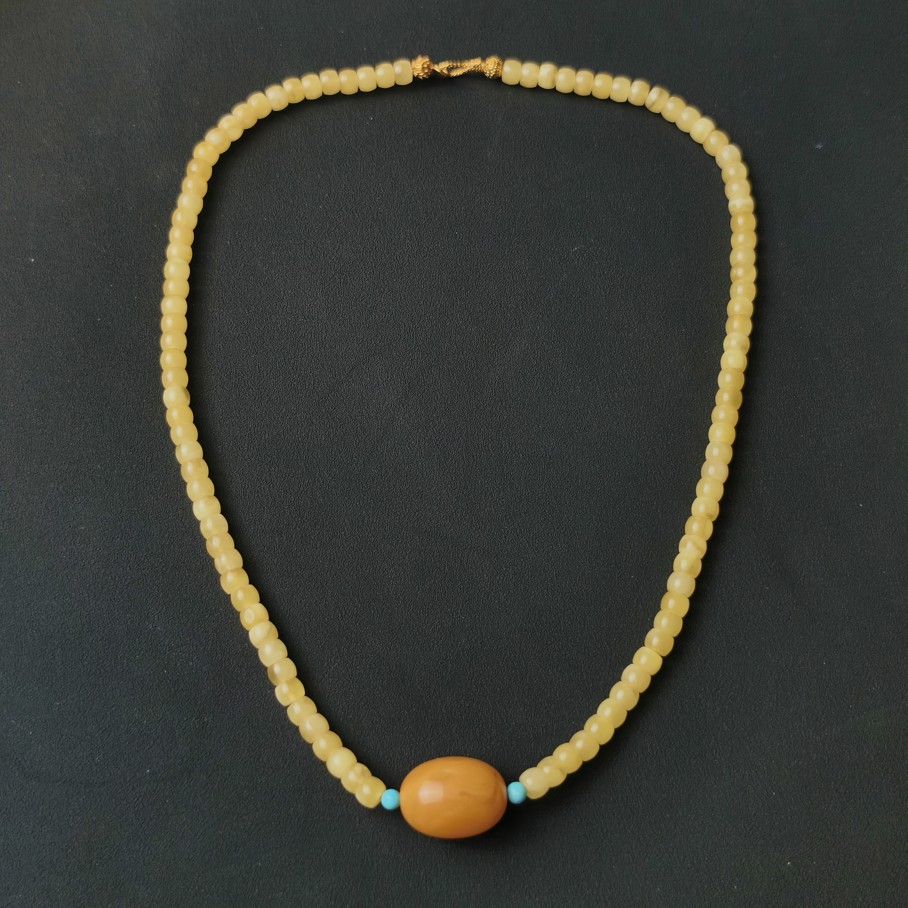 约5mm直切蜜蜡搭老蜜蜡枣珠DIY项链