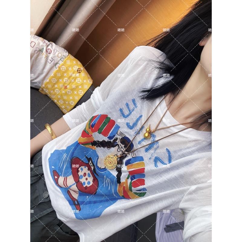 哝NONG【微笑女孩】-2025春夏百搭T恤微笑女孩圆领长袖上衣0692634