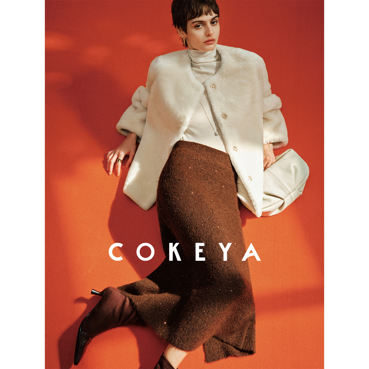 COKEYA/冰雪女王~澳大利亚天然牧场直毛皮毛一体皮圆领外套女冬