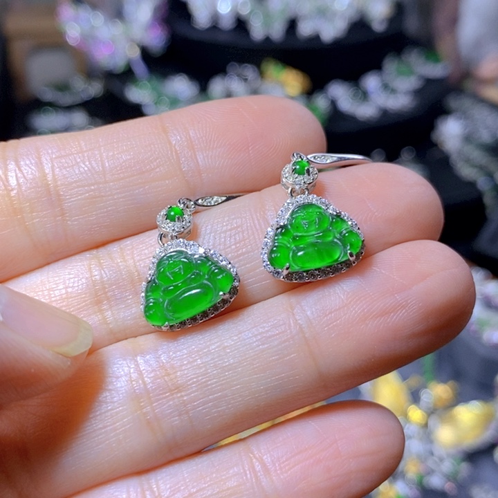 翡翠戒指银S925镶嵌天然翡翠