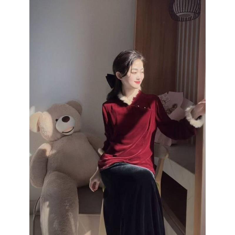 DY1998樱美嘉新中式100桑蚕丝丝绒百搭打底衫高级复古女装