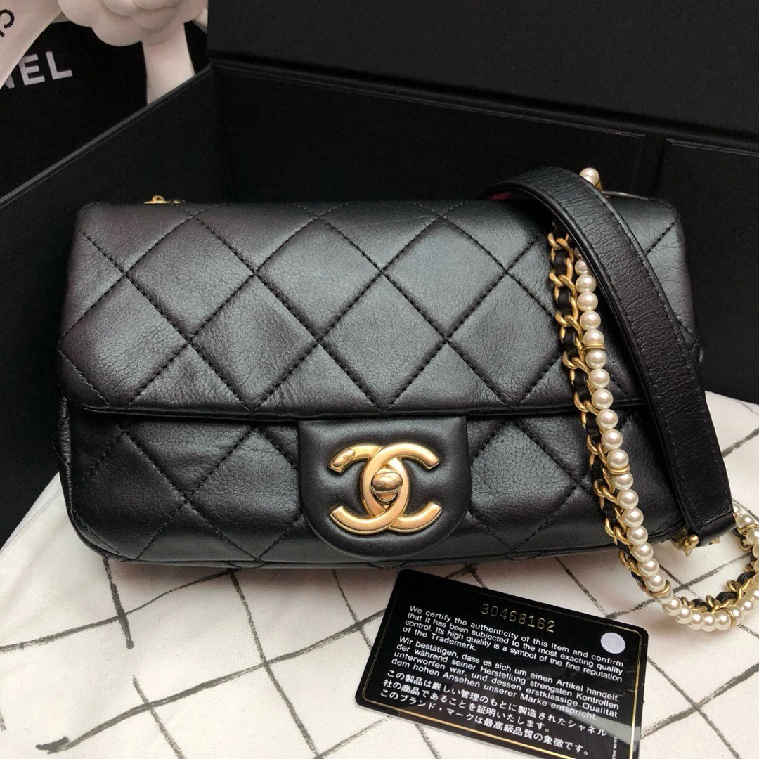95新 Chanel/香奈儿 Chanel黑金珍珠链大mini 21090182-01