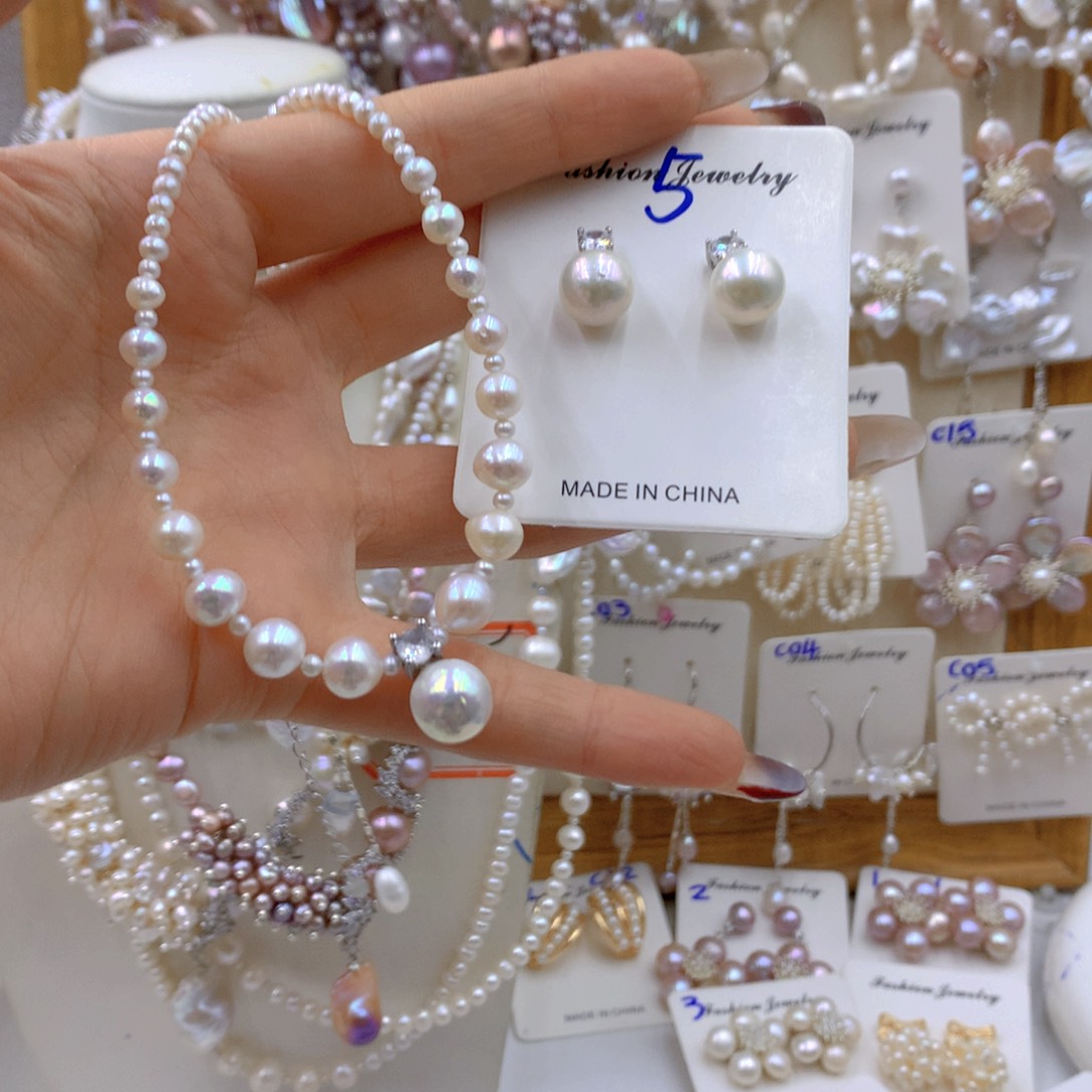 淡水珍珠耳饰银S925镶嵌秋*月