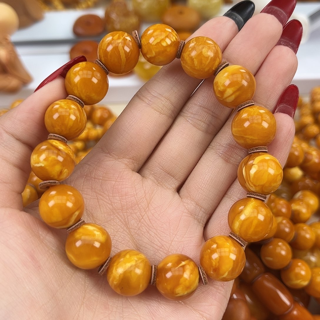 琥珀颈饰未镶嵌彤**琦蜜蜡