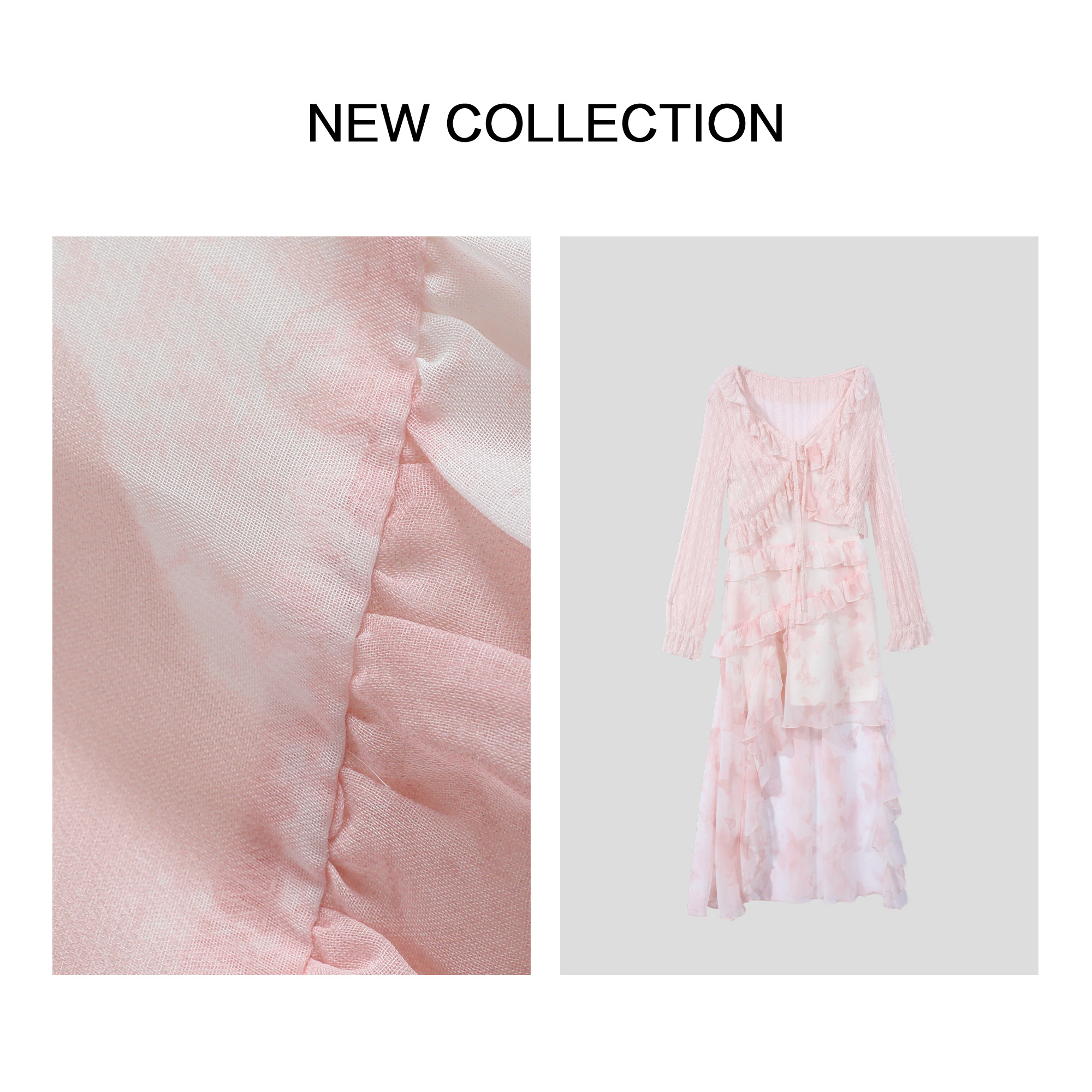 【大易专属】L3F38003A 优雅浪漫淑女风长袖连衣裙