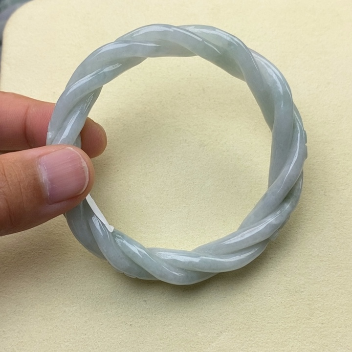翡翠未镶嵌手镯56-57麻花