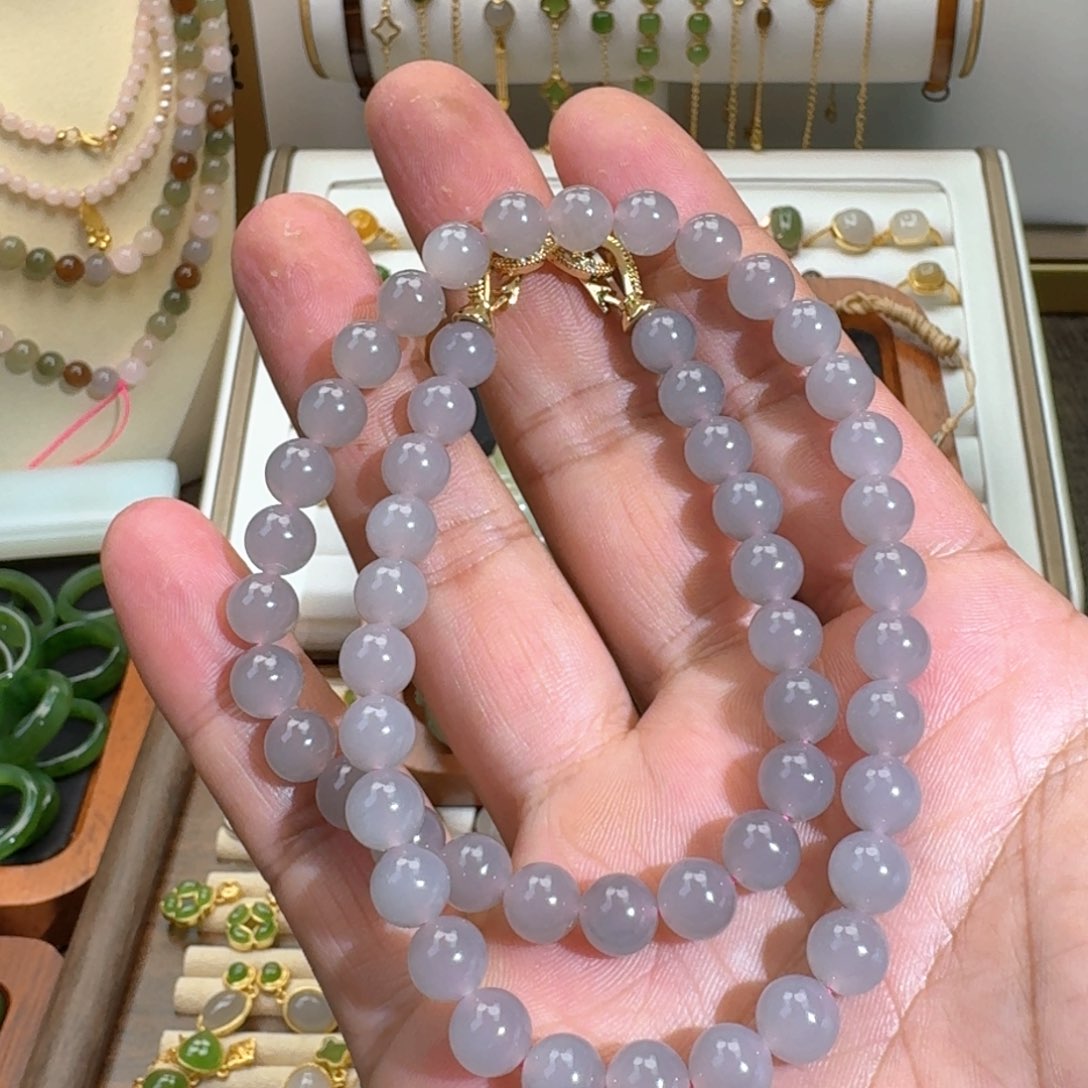 和田玉未镶嵌耳饰紫罗兰妈妈链卡8