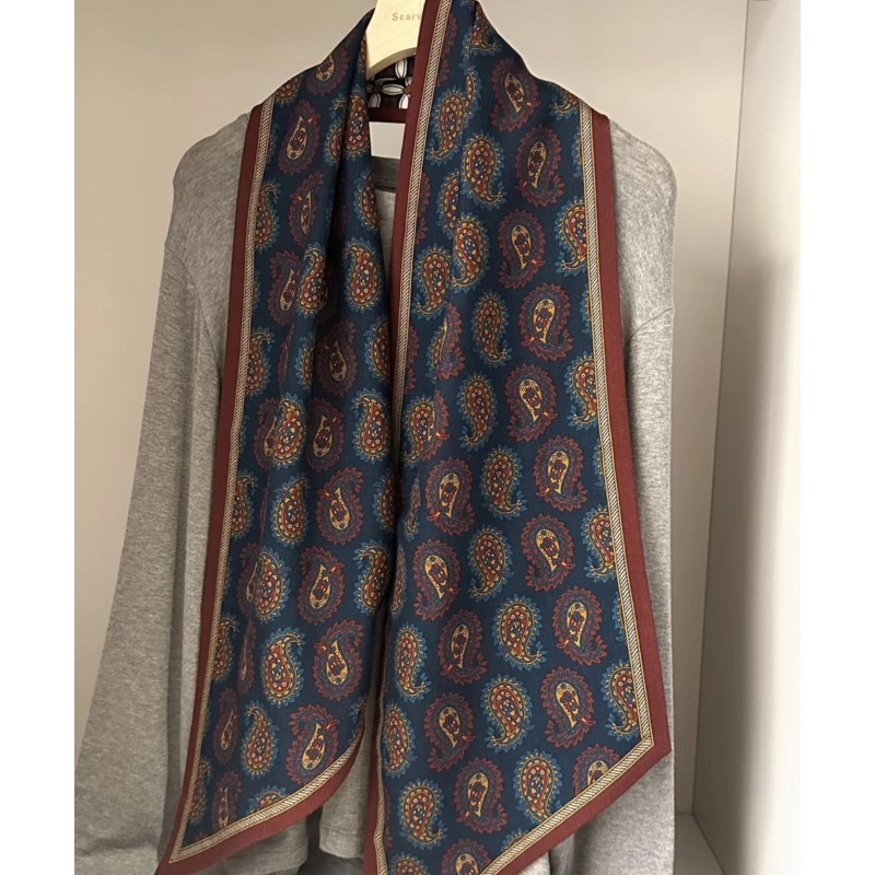 P08（红蓝腰果）围巾 丝毛菱形长巾双面 145*22左右