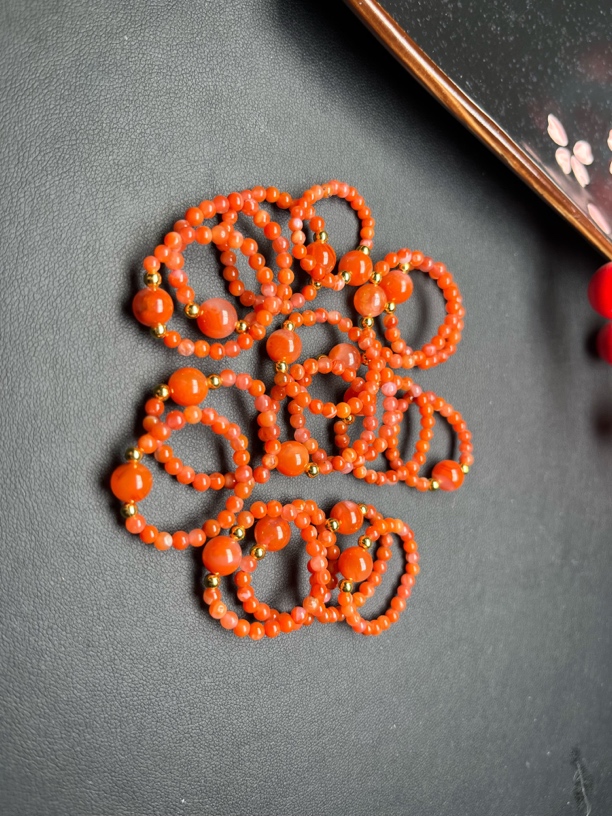 原矿四川南红九口料柿子红戒指南红戒指尺寸3mm（多样随机发）