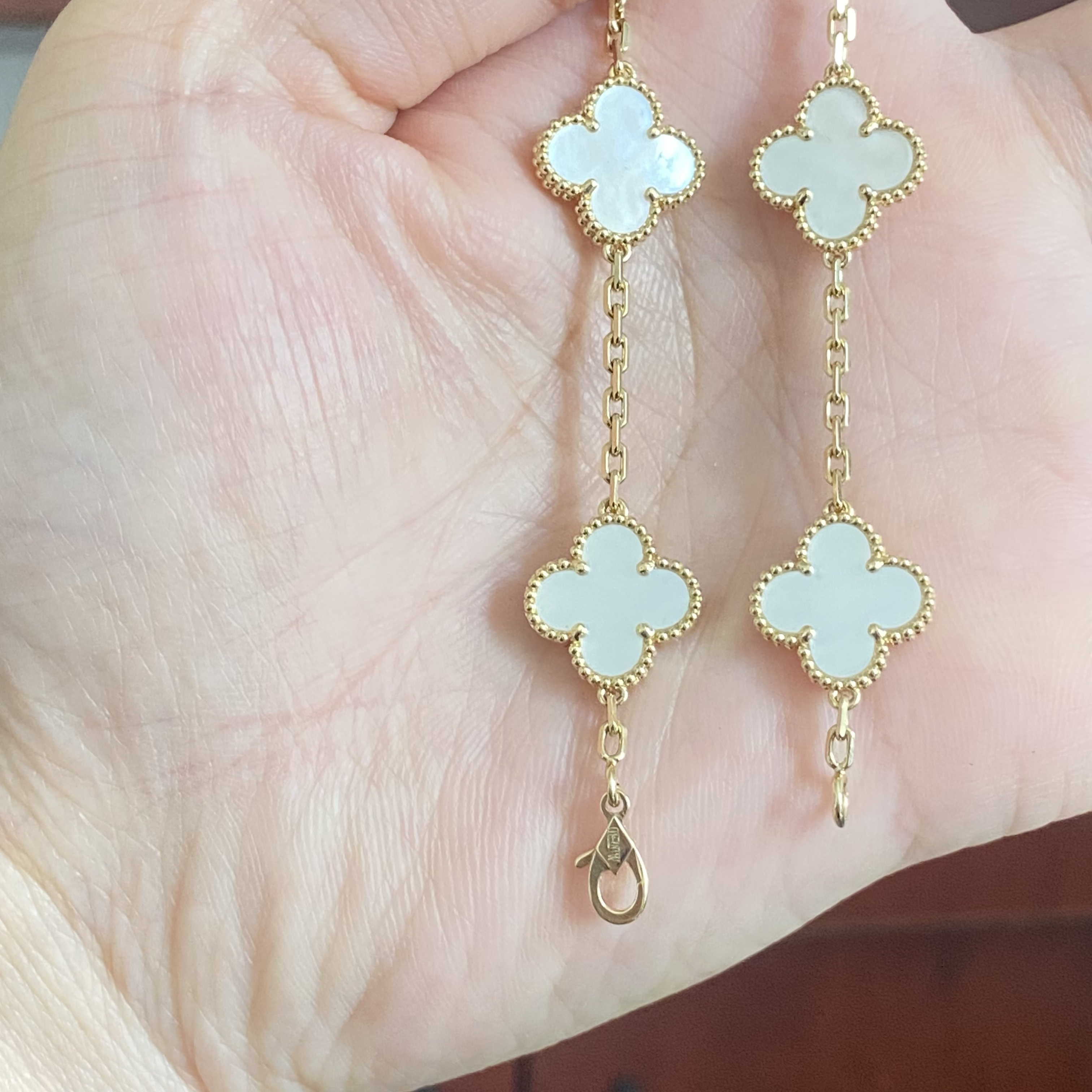 18K金五花白贝手链