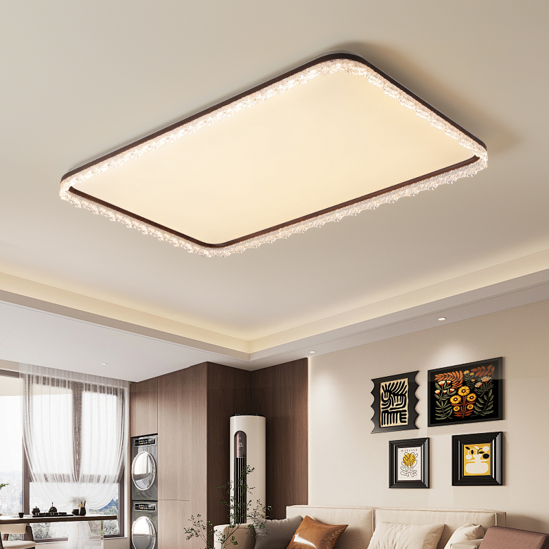 中古风冰山客厅吸顶灯简约卧室灯复古护眼房间胡桃木色餐厅吊灯