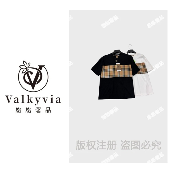 【Valkyvia/悠悠奢品】   休闲百搭夏季宽松情侣短袖带钻T恤【003-1】
