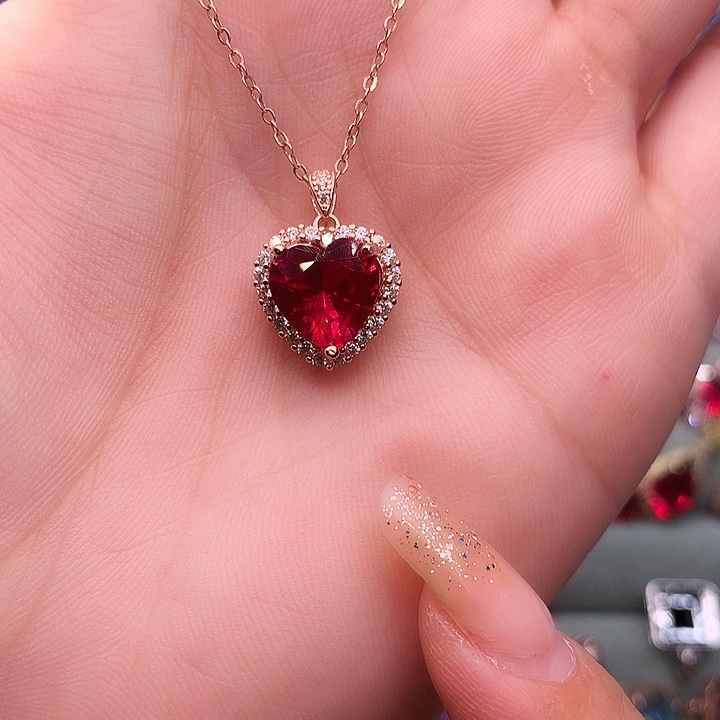 红宝石吊坠(赠链)银S925镶嵌