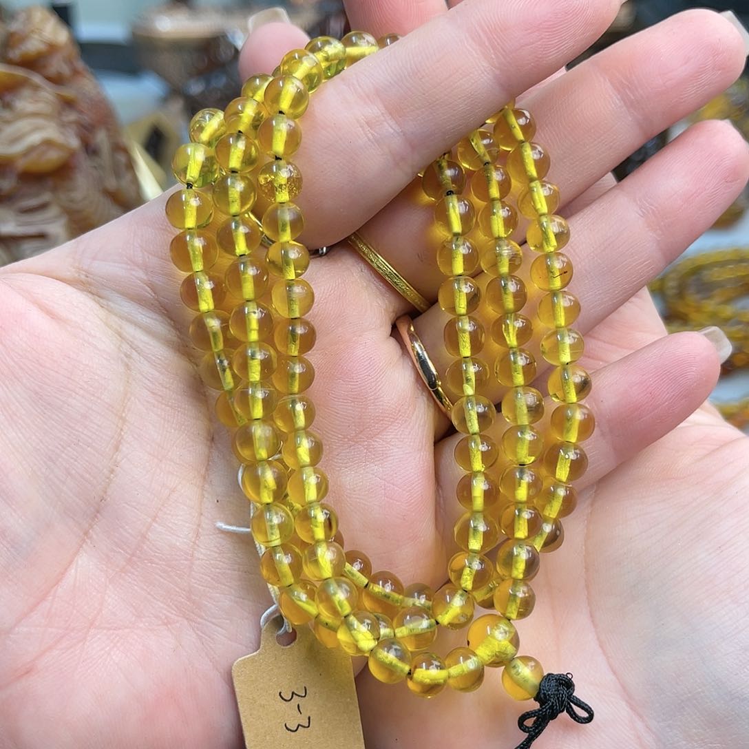 琥珀手链未镶嵌缅甸琥珀108金珀6m+