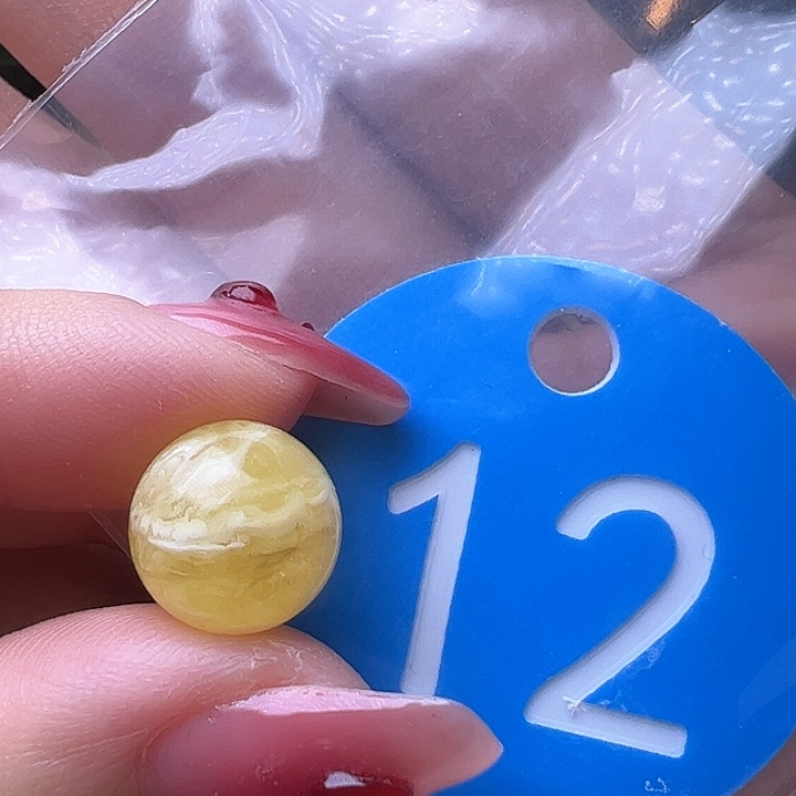 蜜蜡裸石未镶嵌微瑕  10.9mm 虎皮 圆珠