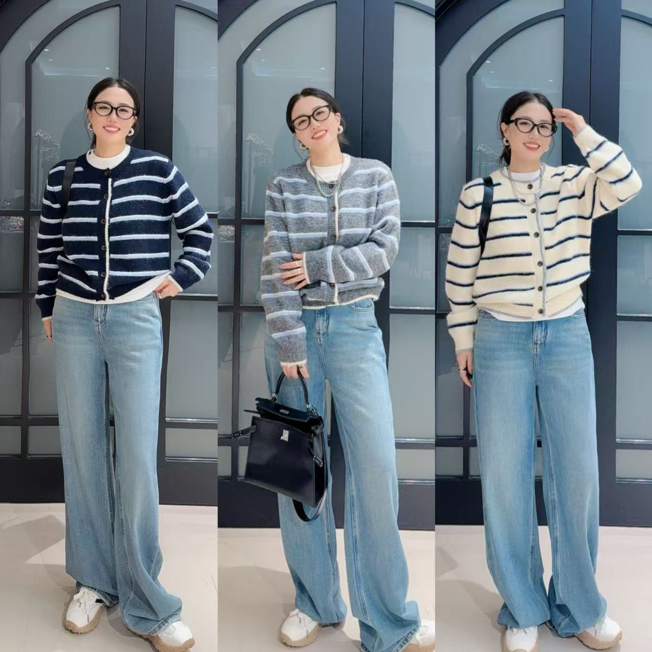 LIN-HH《韩系简约休闲》百搭针织开衫女宽松休闲百搭上衣毛衣开衫