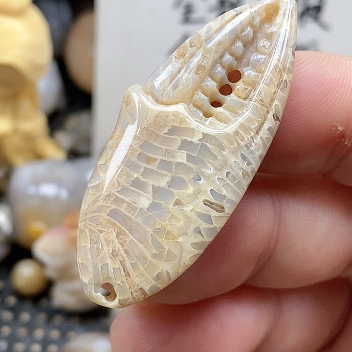 颈饰未镶嵌硅化珊瑚（珊瑚玉）