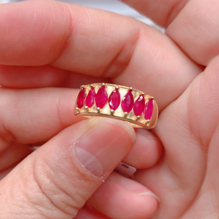 红宝石戒指银S925镶嵌