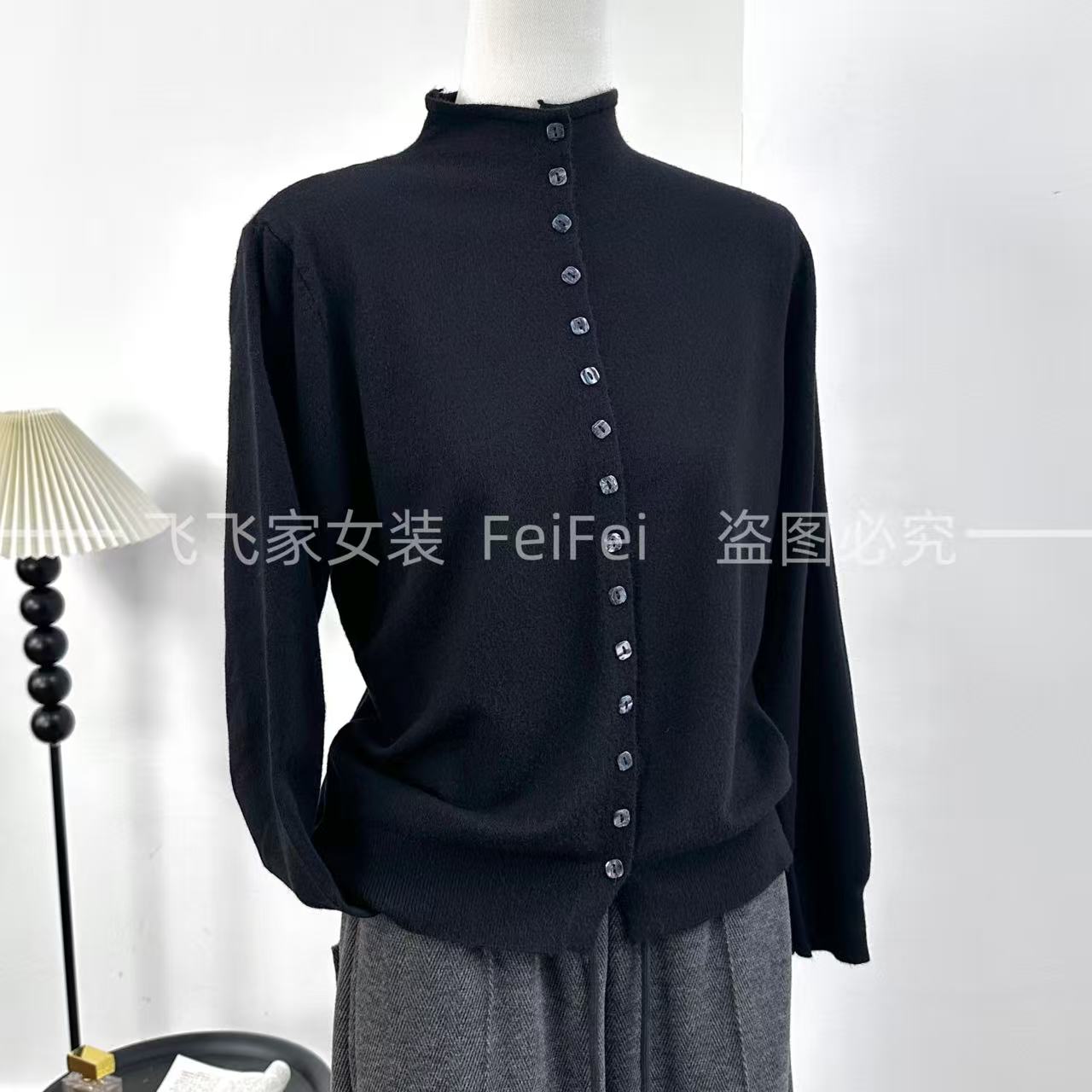 飞飞家1琉璃小方扣！！立领开衫~超显瘦大方 #毛衣显白时尚女Y8672