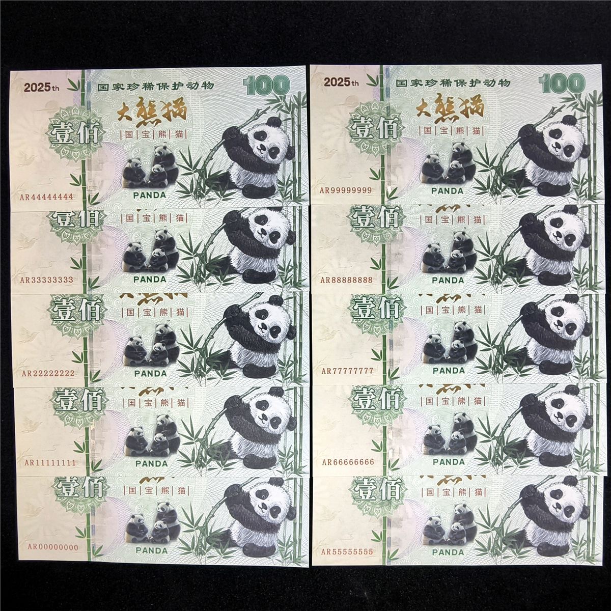 熊猫纪念荧光通天号防伪券精致爆款送朋友礼品父亲节儿童节