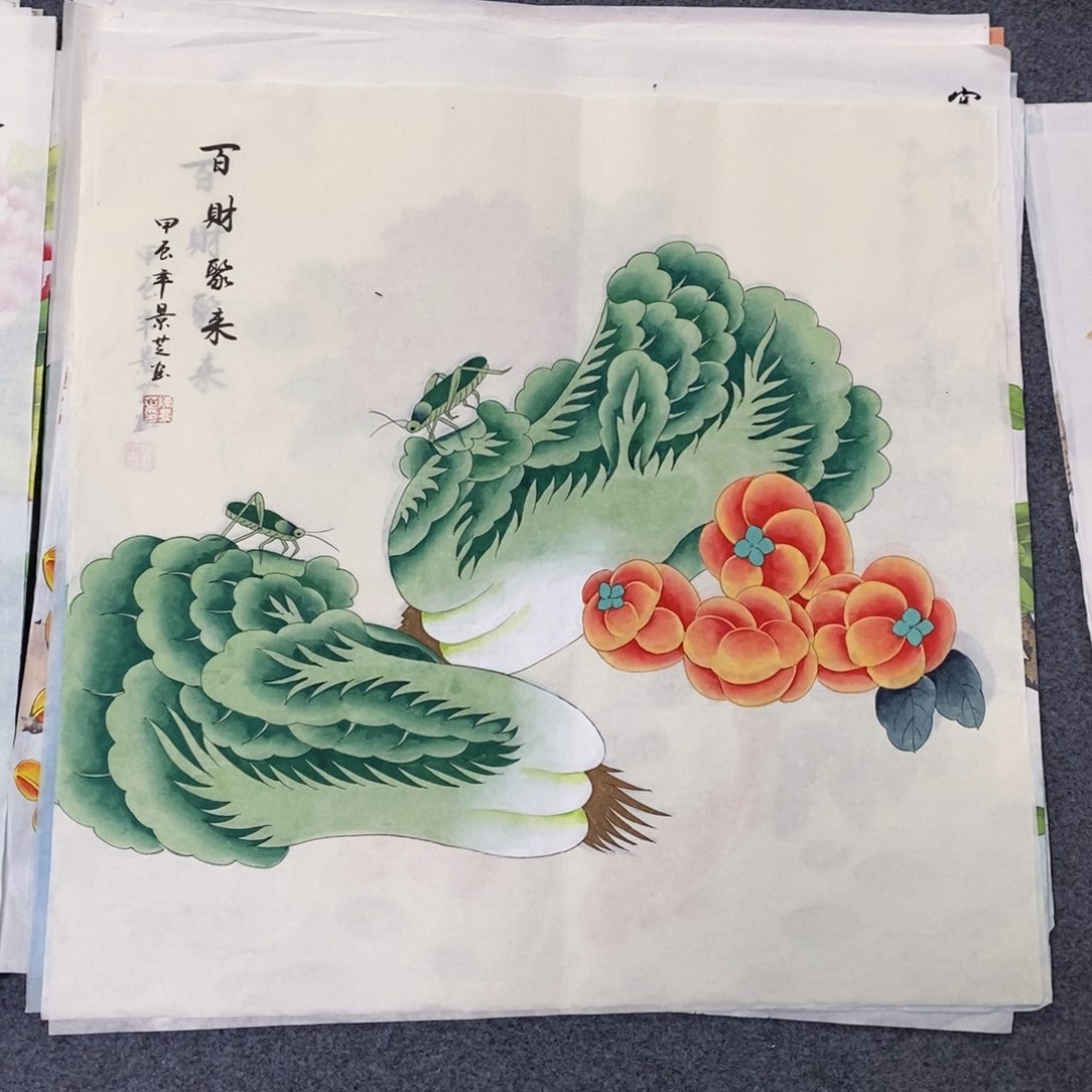 国画尺寸68✖️68工笔斗方手绘