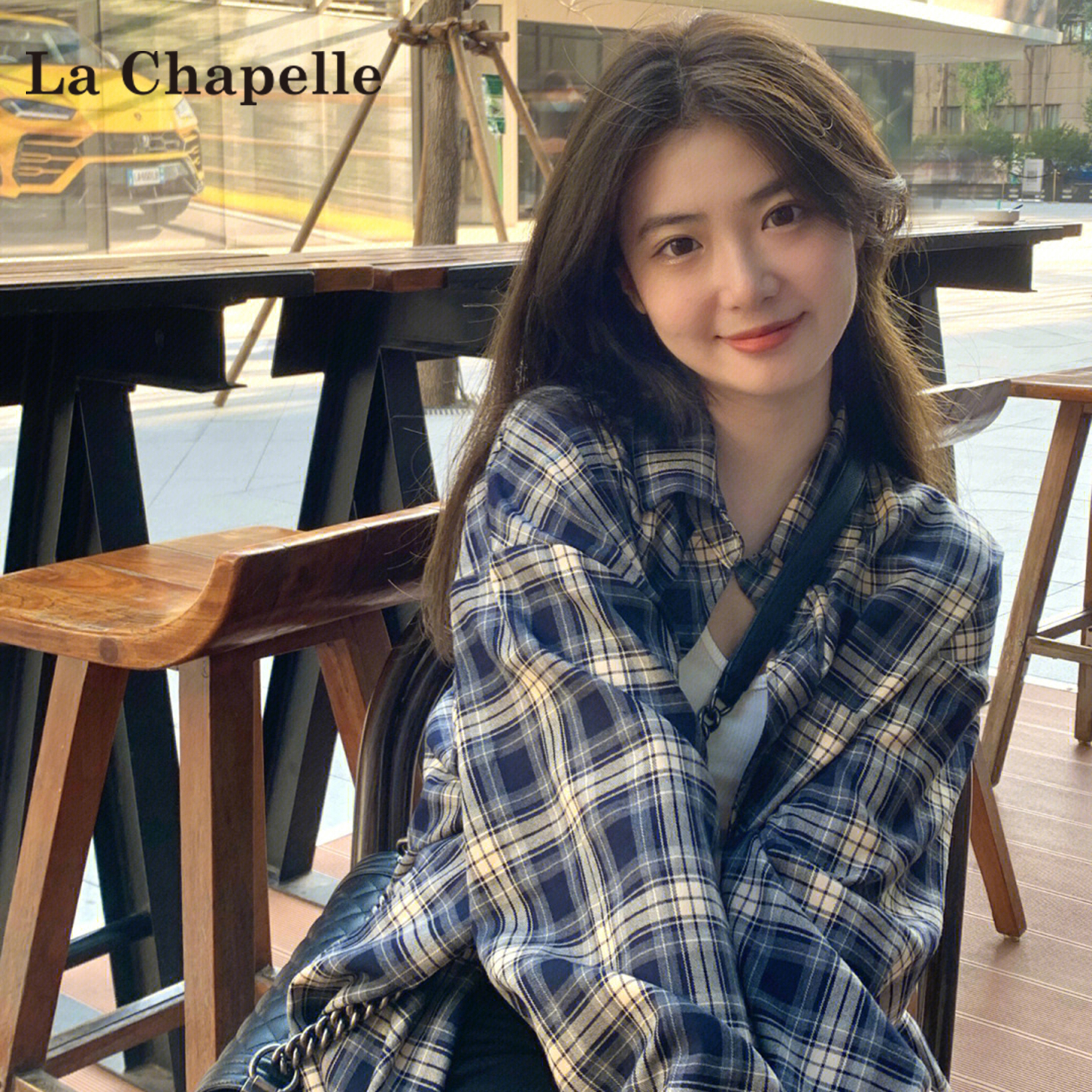 拉夏贝尔格子长袖衬衫2025秋季上新复古老钱风松弛感女装贵气
