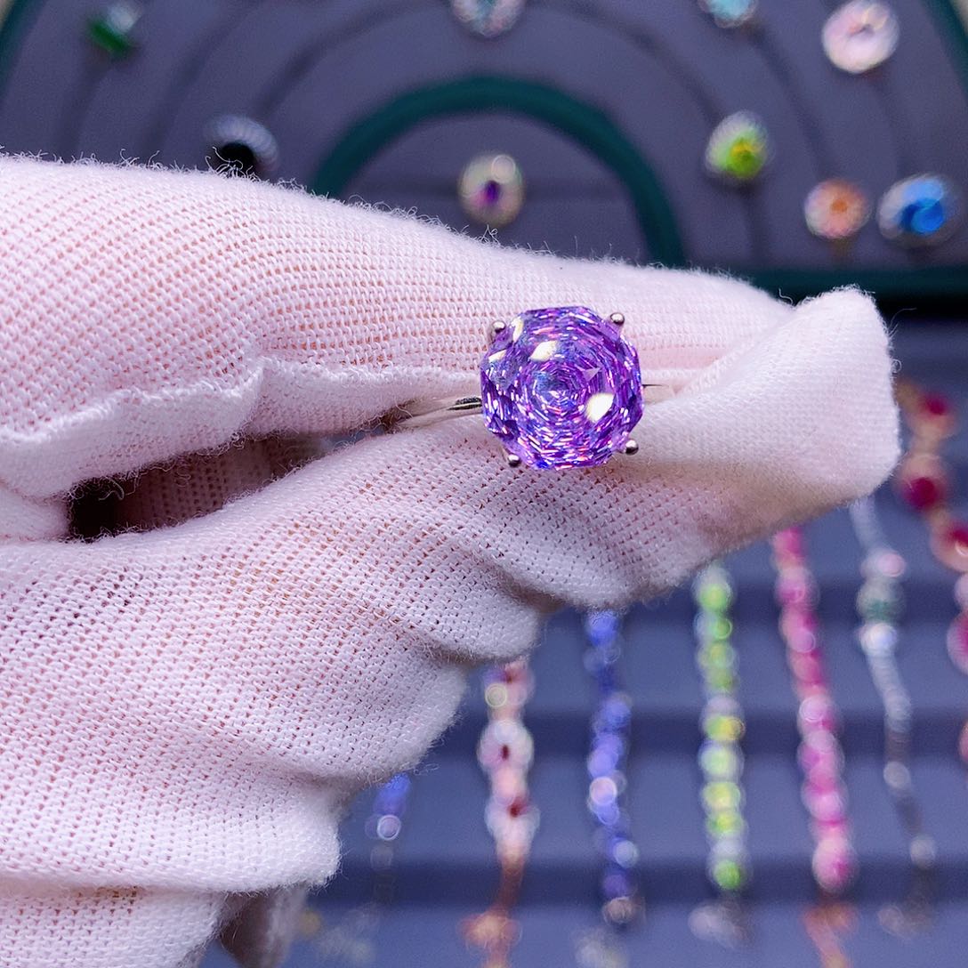 紫晶戒指银S925镶嵌6666