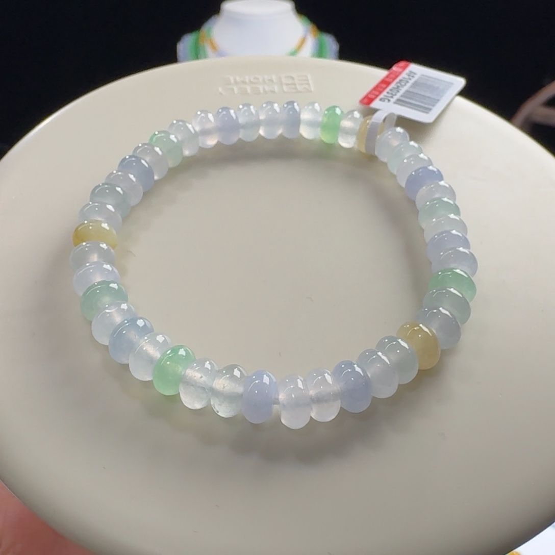 翡翠未镶嵌手链福利款！！！马卡龙鼓珠单圈卡6.9mm