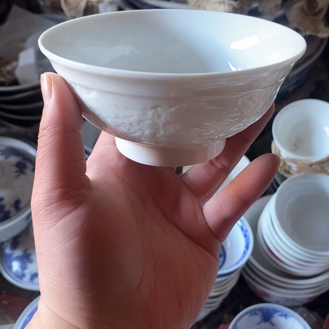 摆件5寸青花玲珑瓷碗