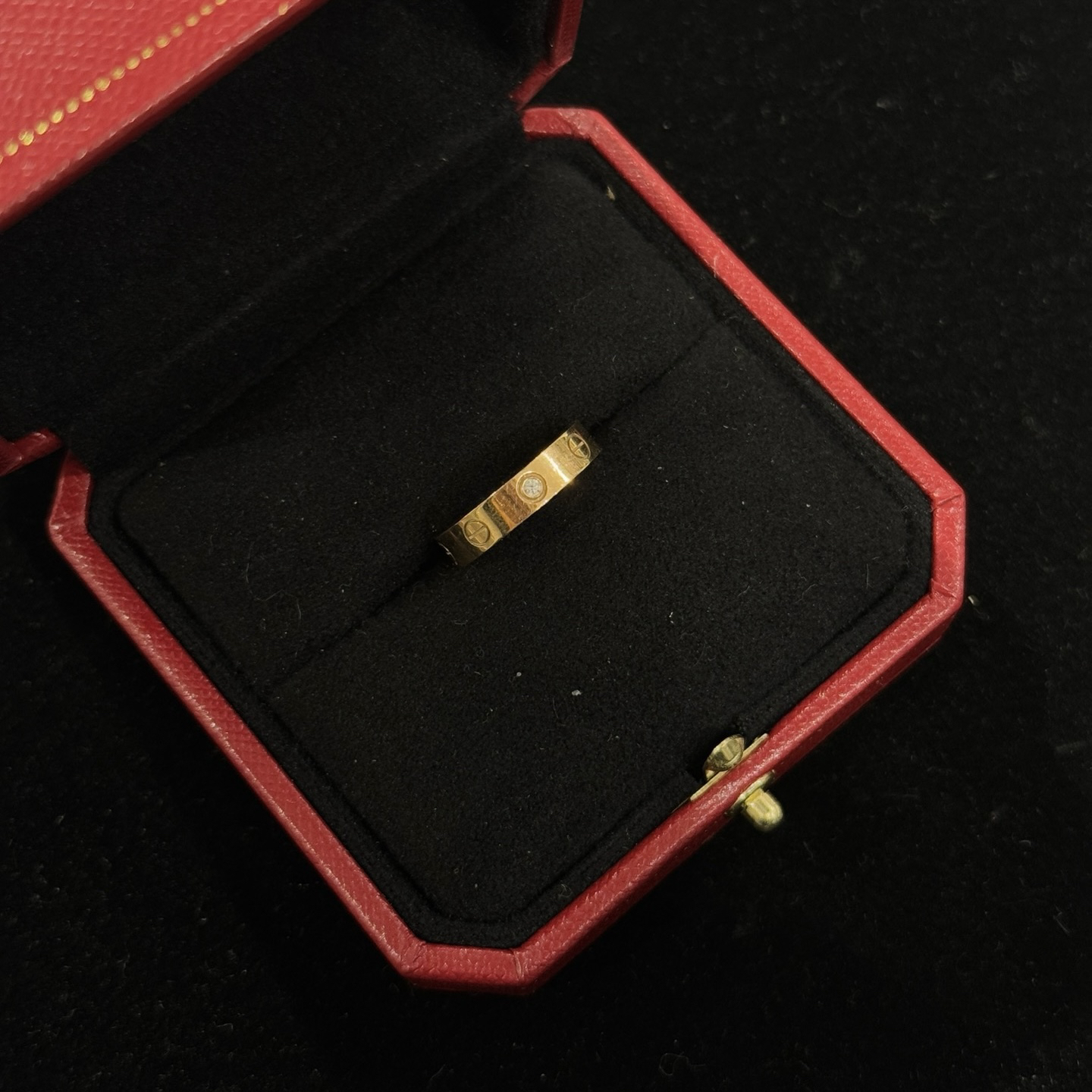 99新 Cartier/卡地亚 Cartier卡地亚love玫瑰金窄版单钻戒指/59码