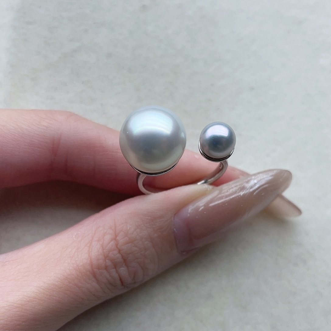 银S925镶嵌戒指22海水珍珠