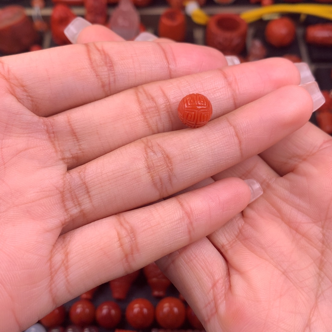 南红玛瑙未镶嵌回纹圆珠9+